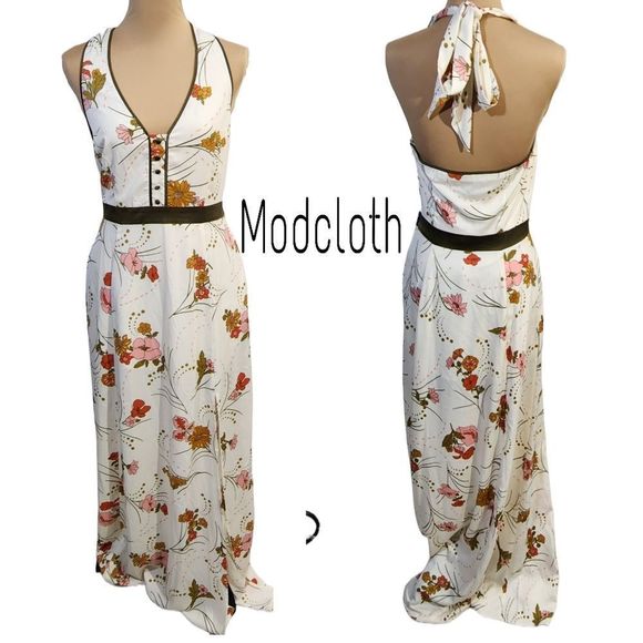 Modcloth Dresses & Skirts - ModCloth floral retro halter maxi dress size 6